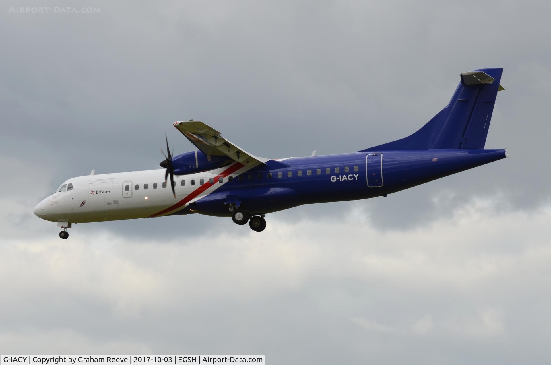 G-IACY, 2017 ATR 72-212 C/N 1448, Landing at Norwich.