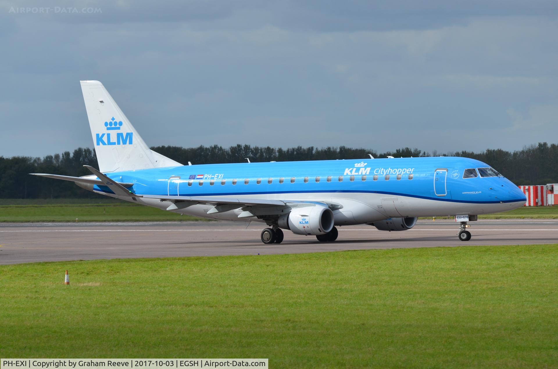 PH-EXI, 2016 Embraer 175STD (ERJ-170-200) C/N 17000578, About to depart from Norwich.