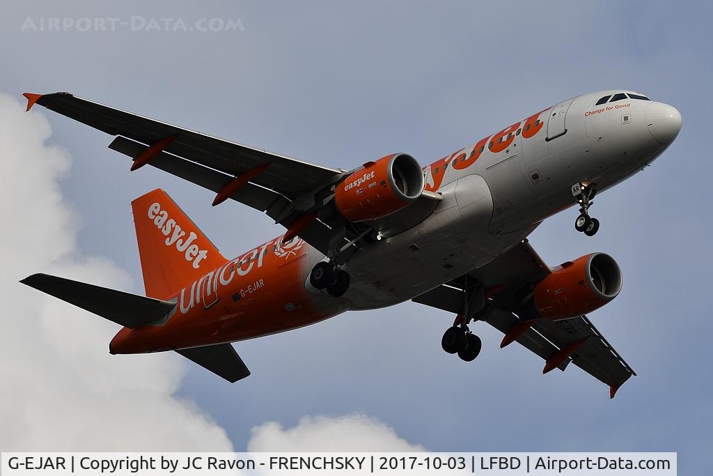 G-EJAR, 2005 Airbus A319-111 C/N 2412, EasyJet (UNICEF Livery) U24305 landing runway 23 from Lyon (LYS)