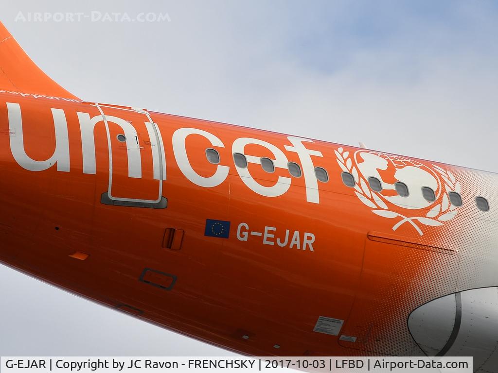 G-EJAR, 2005 Airbus A319-111 C/N 2412, EasyJet (UNICEF Livery) U24305 landing runway 23 from Lyon (LYS)