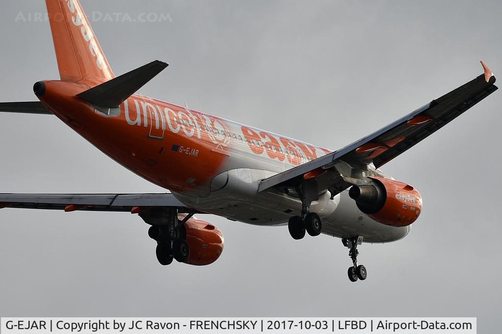 G-EJAR, 2005 Airbus A319-111 C/N 2412, EasyJet (UNICEF Livery) U24305 landing runway 23 from Lyon (LYS)