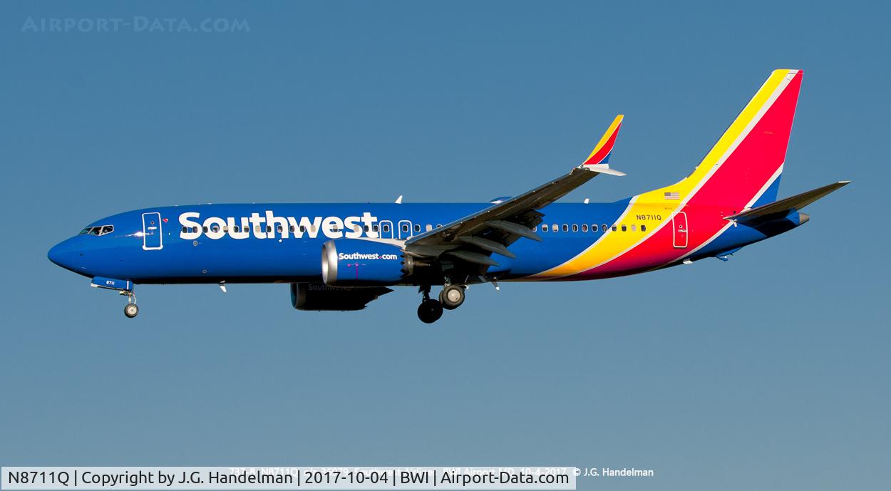 N8711Q, 2017 Boeing 737-8 MAX C/N 36979, 787-8 port beam view.