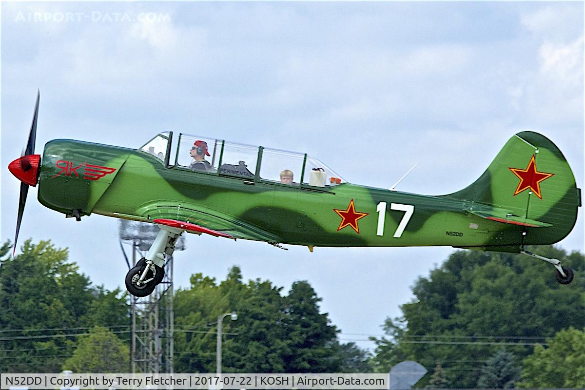 N52DD, 2002 Yakovlev (Aerostar) Yak-52TW C/N 0212404, At 2017 EAA AirVenture at Oshkosh