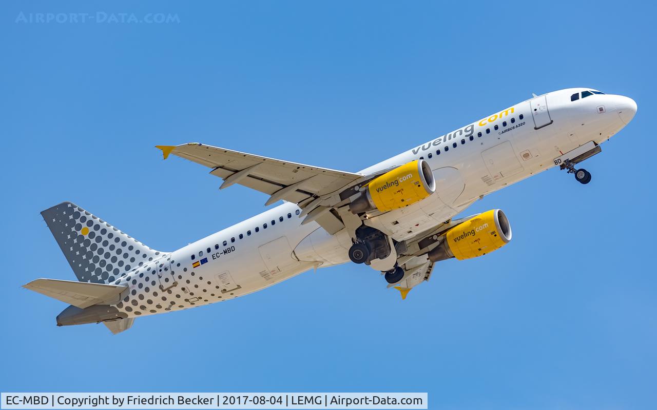 EC-MBD, 2008 Airbus A320-214 C/N 3444, departure from Malaga