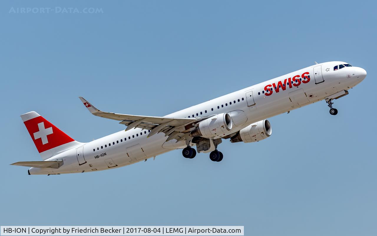 HB-ION, 2013 Airbus A321-212 C/N 5567, departure from Malaga
