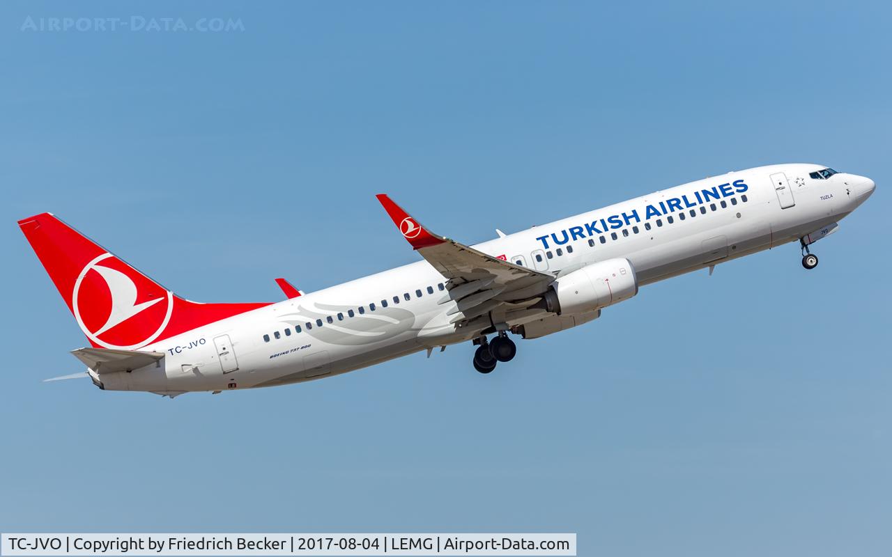 TC-JVO, 2016 Boeing 737-8F2 C/N 60031, departure from Malaga