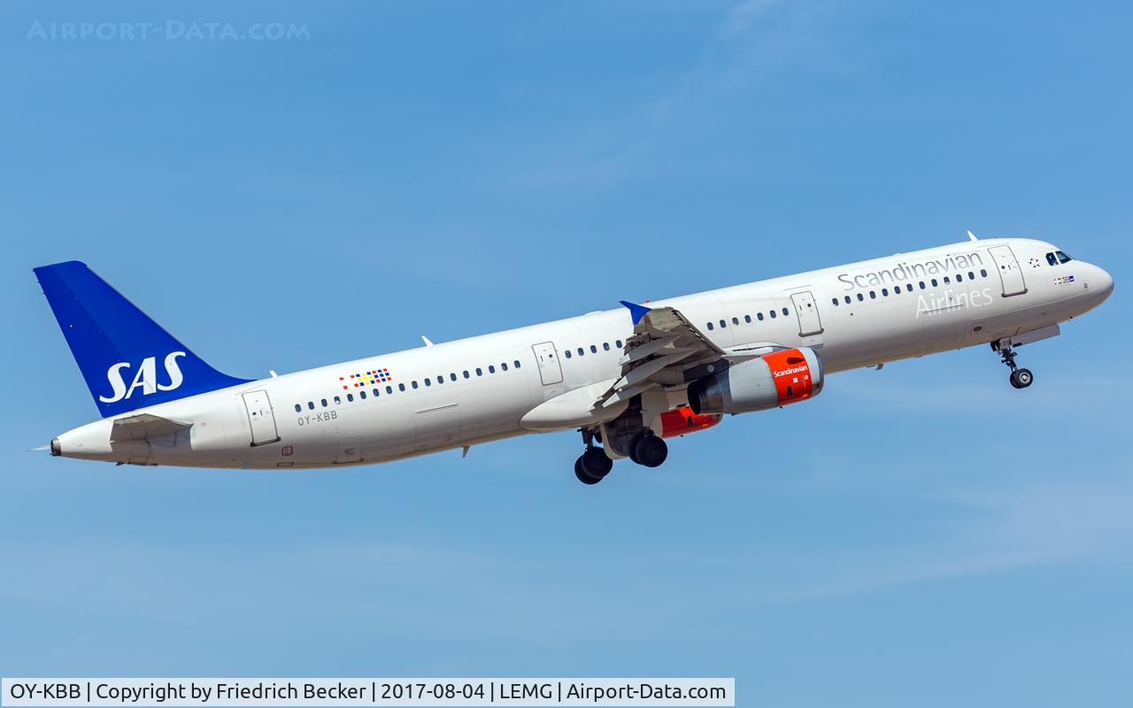 OY-KBB, 2001 Airbus A321-232 C/N 1642, departure from Malaga