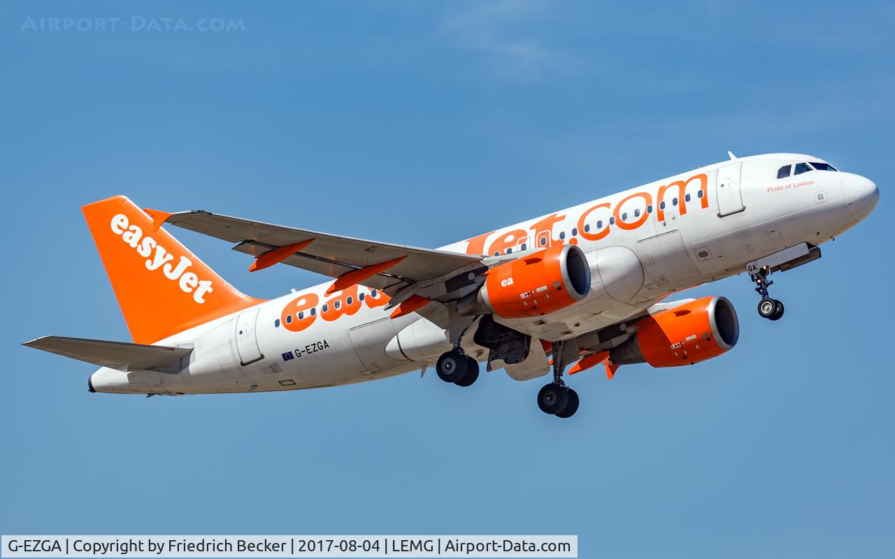 G-EZGA, 2010 Airbus A319-111 C/N 4427, departure from Malaga