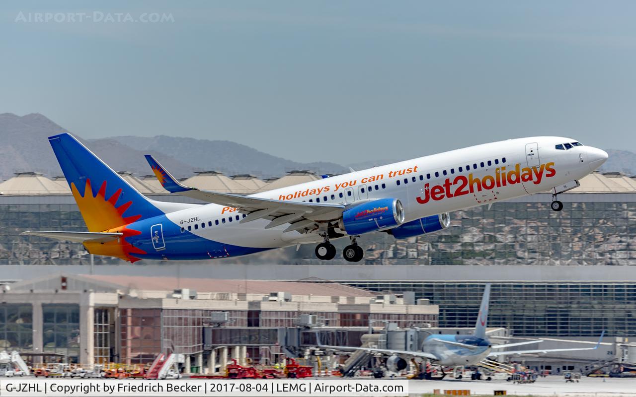 G-JZHL, 2016 Boeing 737-8MG C/N 63568, departure from Malaga