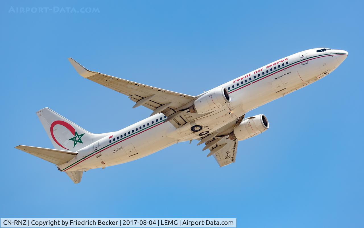 CN-RNZ, 2002 Boeing 737-8B6 C/N 33058, departure from Malaga