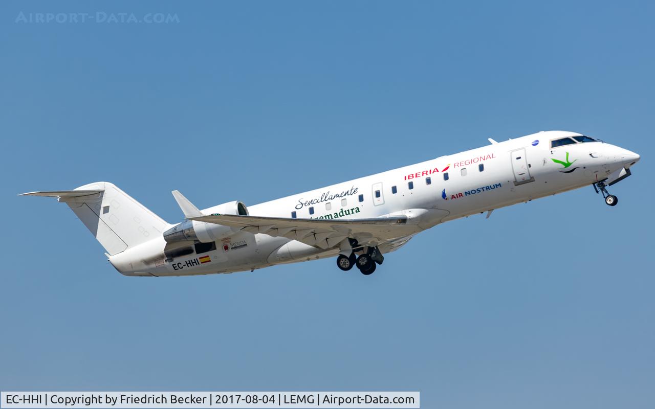 EC-HHI, Canadair CRJ-200ER (CL-600-2B19) C/N 7343, departure from Malaga