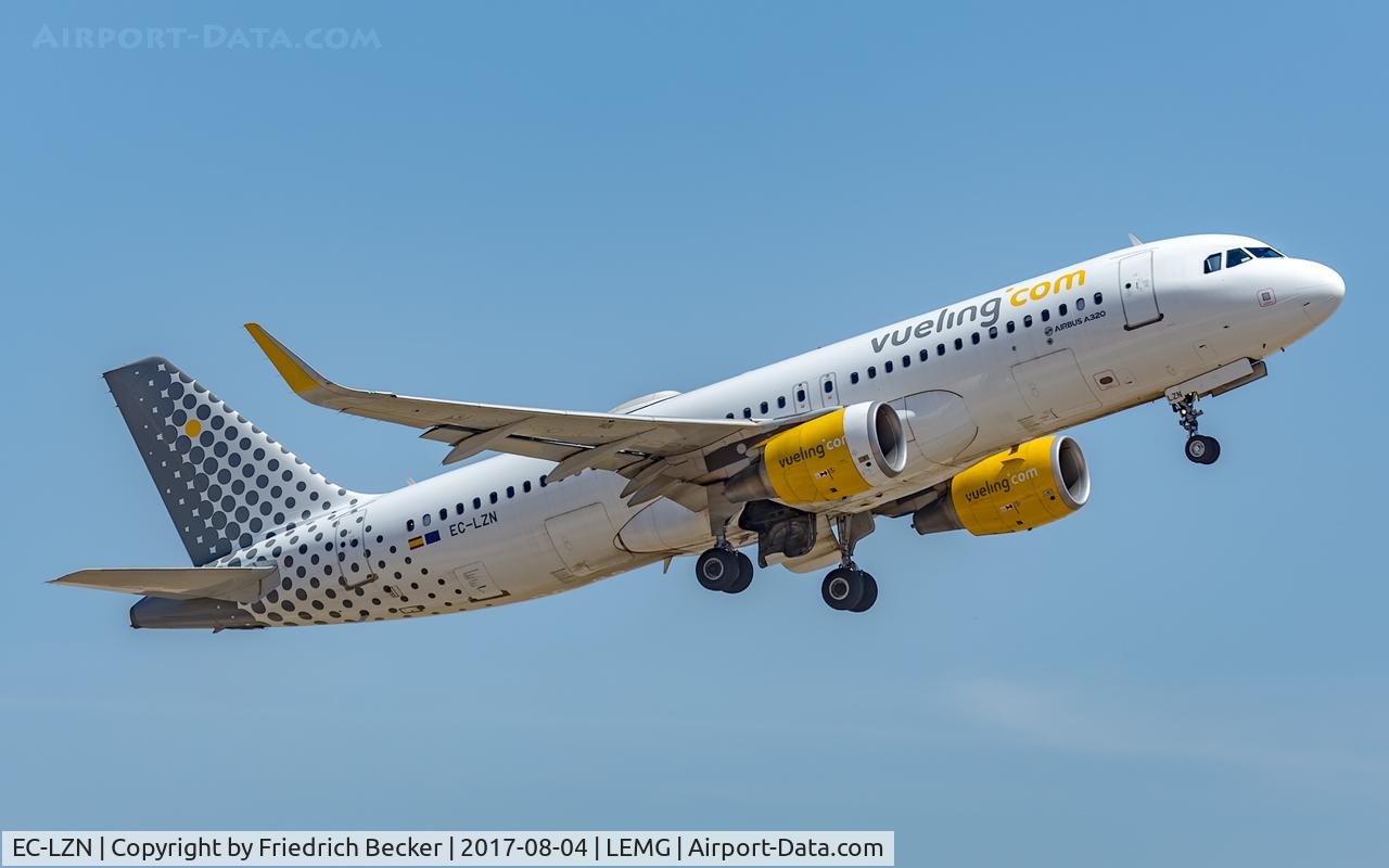 EC-LZN, 2013 Airbus A320-214 C/N 5925, departure from Malaga