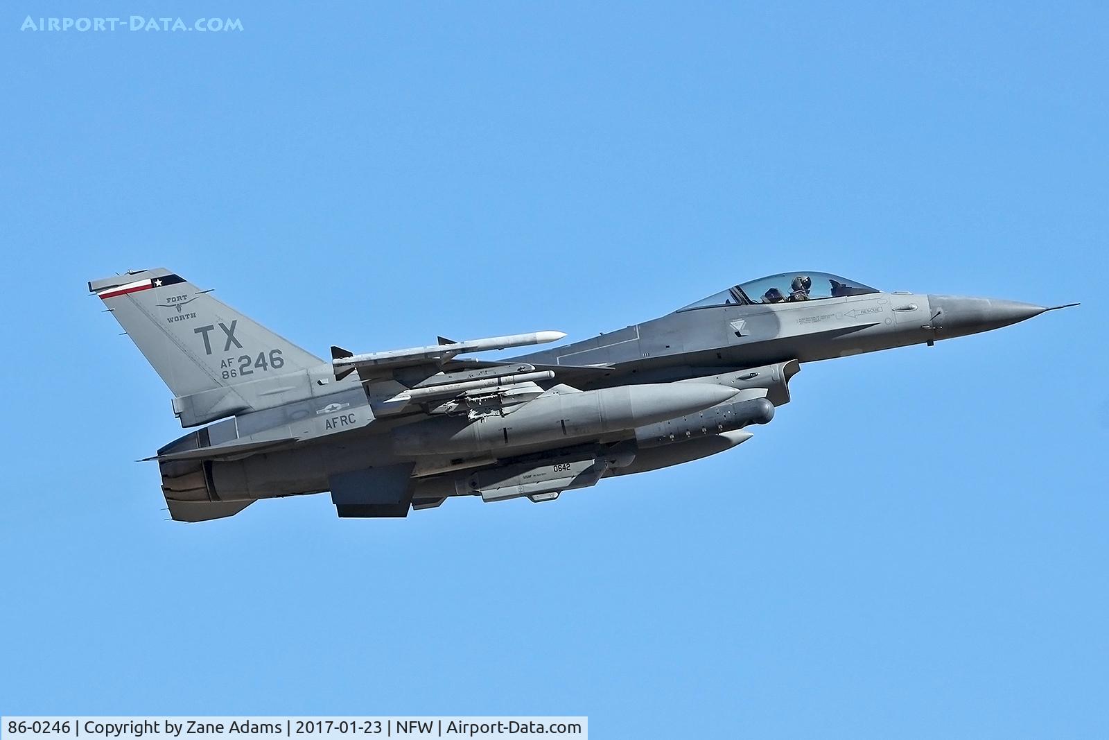 86-0246, 1986 General Dynamics F-16C Fighting Falcon C/N 5C-352, 301ST FW Departing NAS Fort Worth