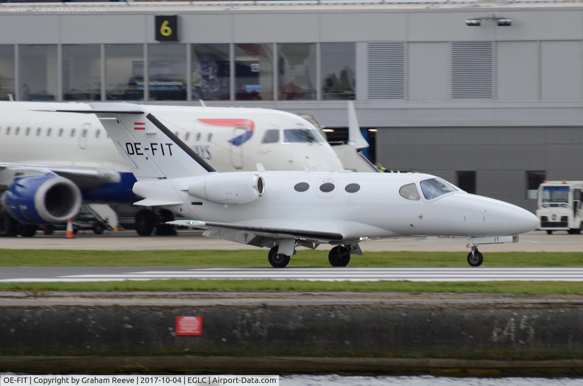 OE-FIT, 2010 Cessna 510 Citation Mustang Citation Mustang C/N 510-0319, Just landed at London City Airport.