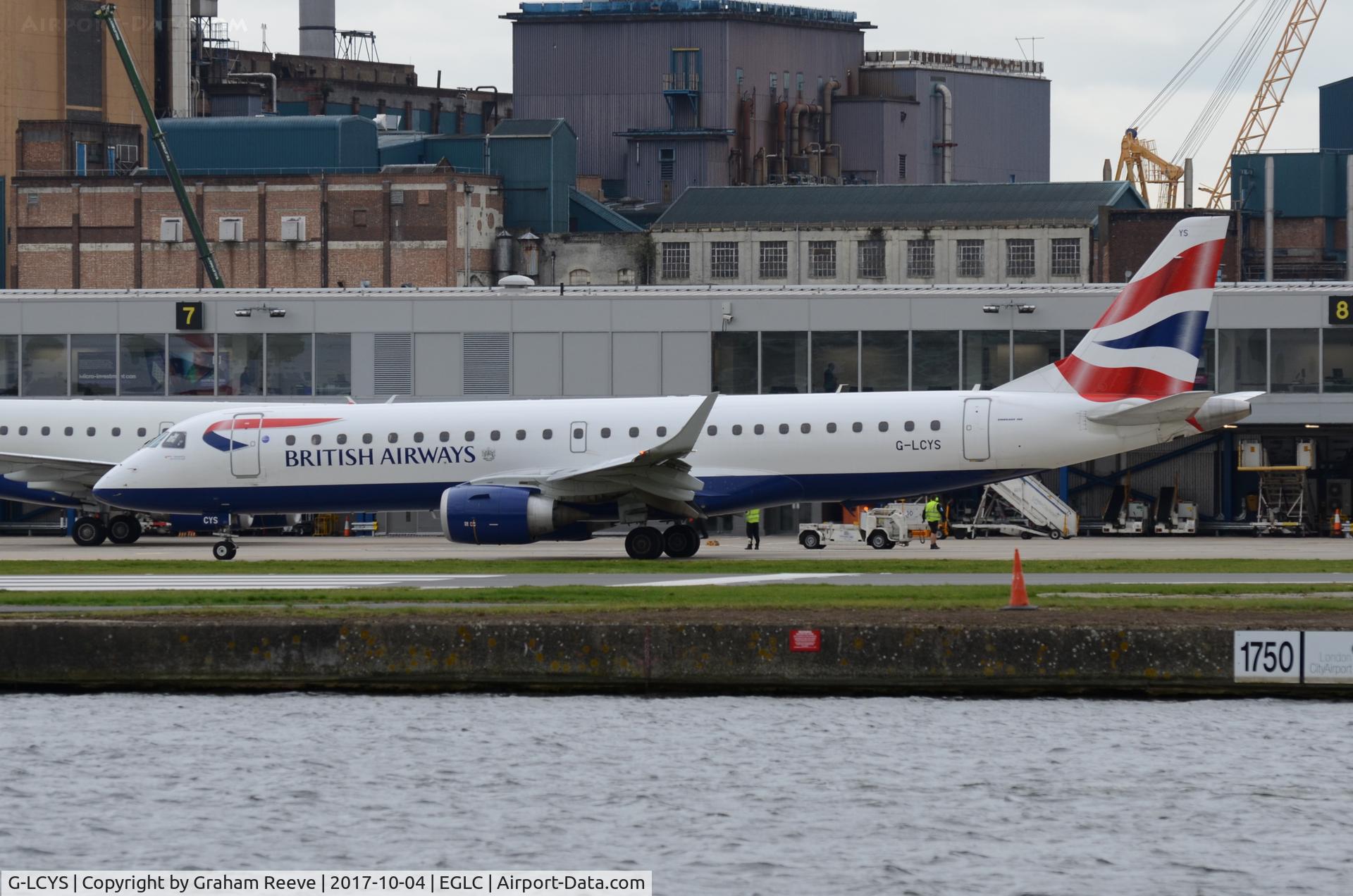G-LCYS, 2014 Embraer 190SR (ERJ-190-100SR) C/N 19000663, Departing from London City Airport.