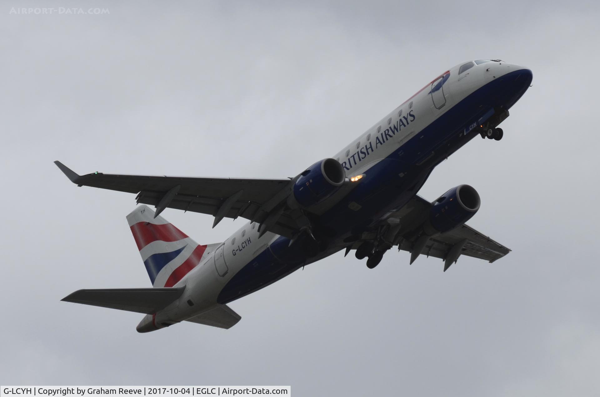 G-LCYH, 2009 Embraer 170STD (ERJ-170-100STD) C/N 17000302, Departing from London City Airport.