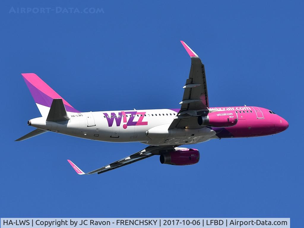 HA-LWS, 2013 Airbus A320-232 C/N 5608, Wizz Air W62258 take off runway 05 to Budapest Ferenc Liszt International Airport
