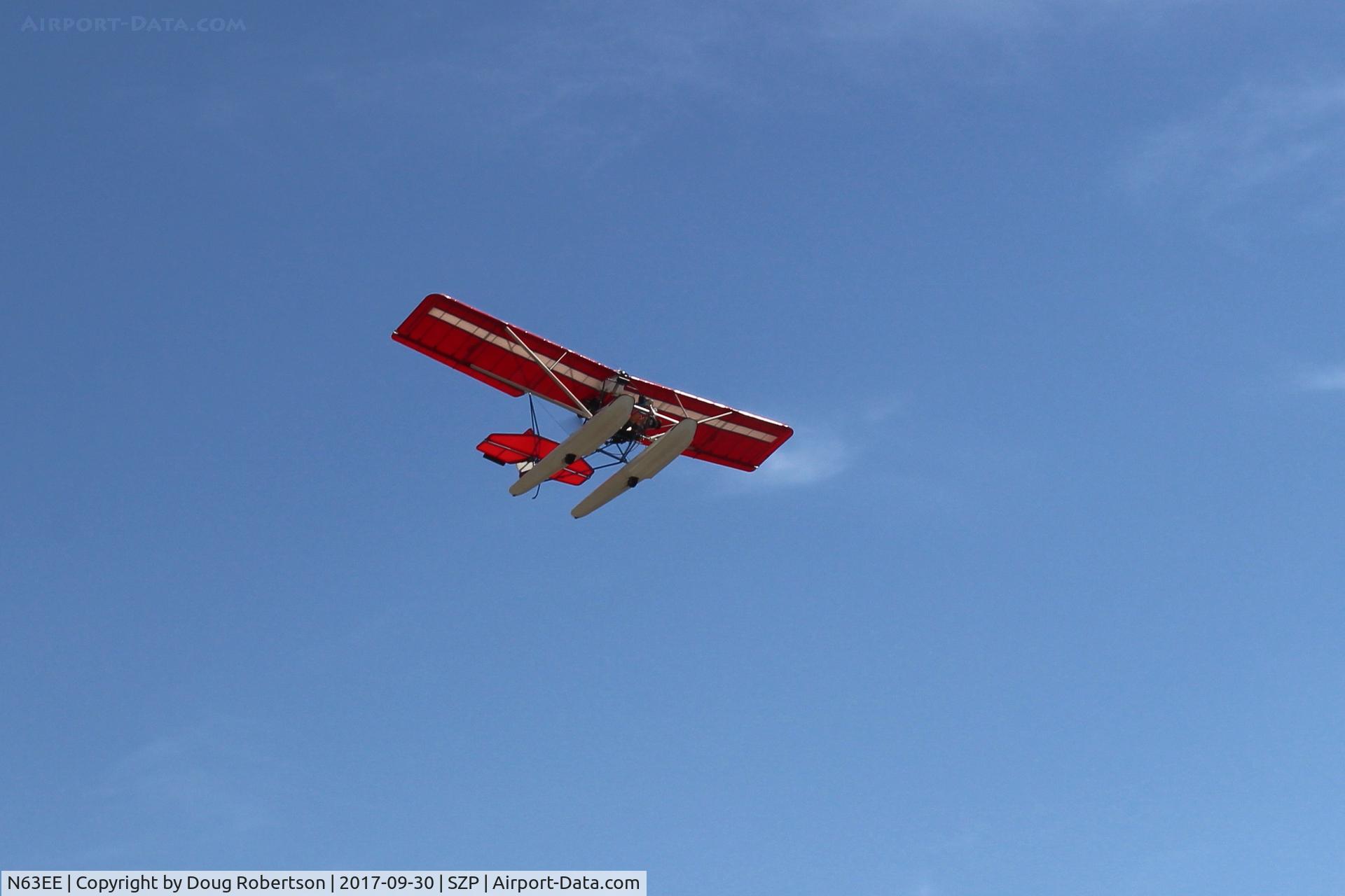 N63EE, Quicksilver Sport 2S C/N 0001, 1999 Quicksilver SPORT 2.S Amphibian, Rotax 528ULDCDI 2-stroke 65 Hp pusher, impressive takeoff climb Rwy 22. How many of these ultralights do you see everyday?