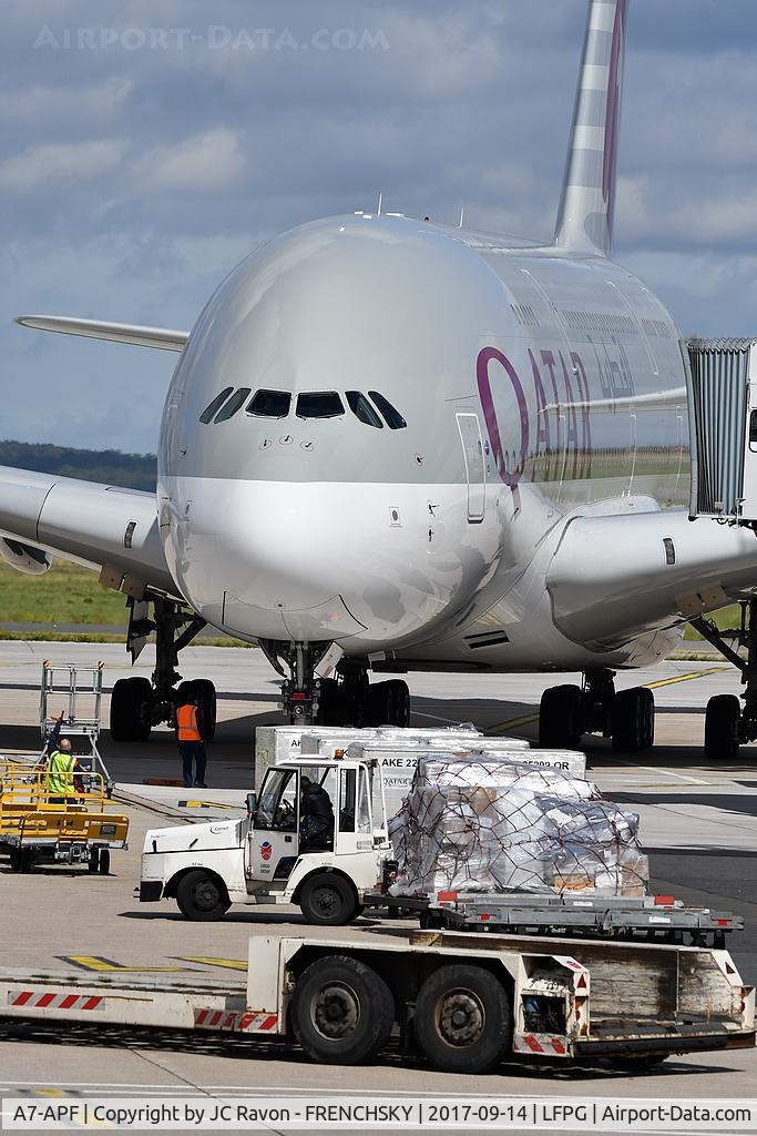 A7-APF, 2015 Airbus A380-861 C/N 0189, QR39 from Doha at CDG terminal 1