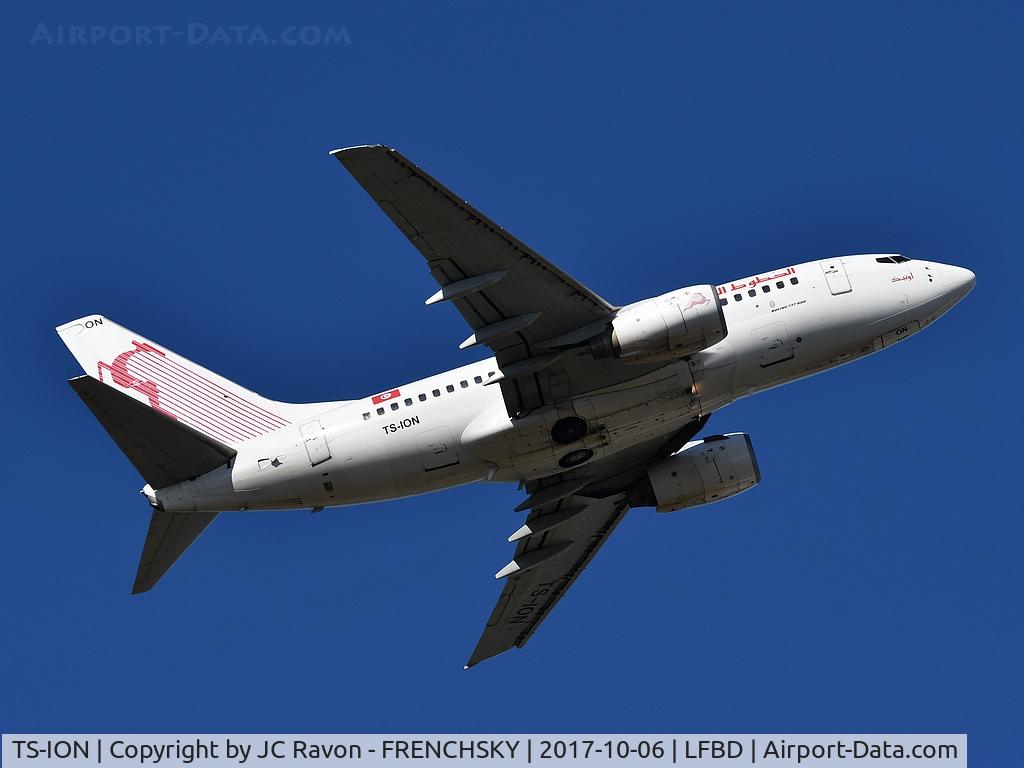 TS-ION, 2000 Boeing 737-6H3 C/N 29499, TU629 take runway 05 to Tunis Carthage airport