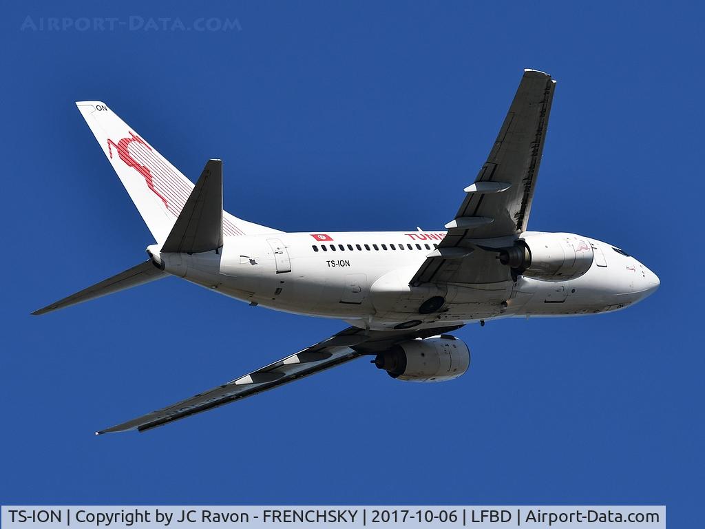 TS-ION, 2000 Boeing 737-6H3 C/N 29499, TU629 take runway 05 to Tunis Carthage airport
