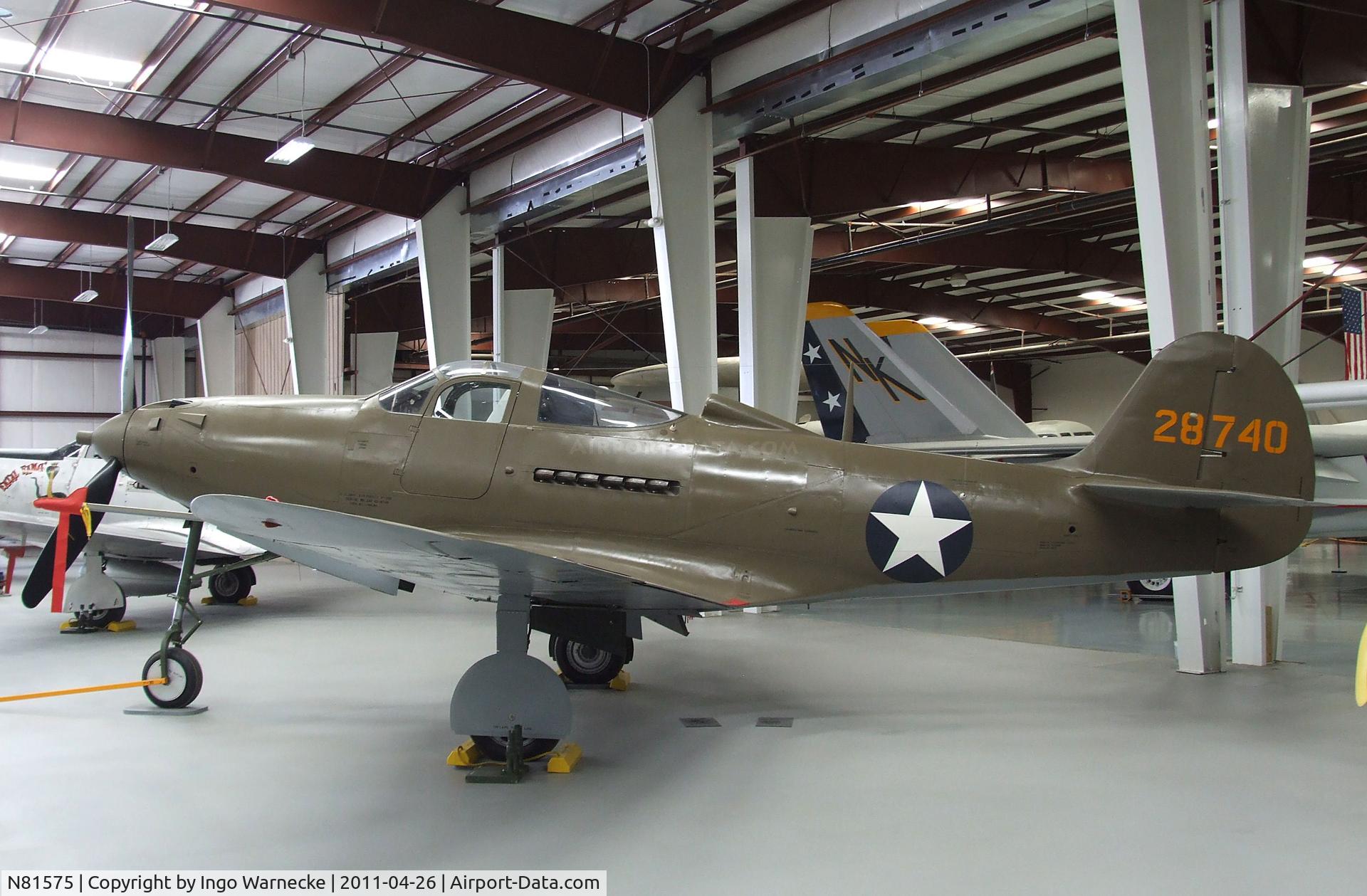 N81575, Bell P-39N Airacobra C/N 42-8740, Bell P-39N Airacobra at the Yanks Air Museum, Chino CA