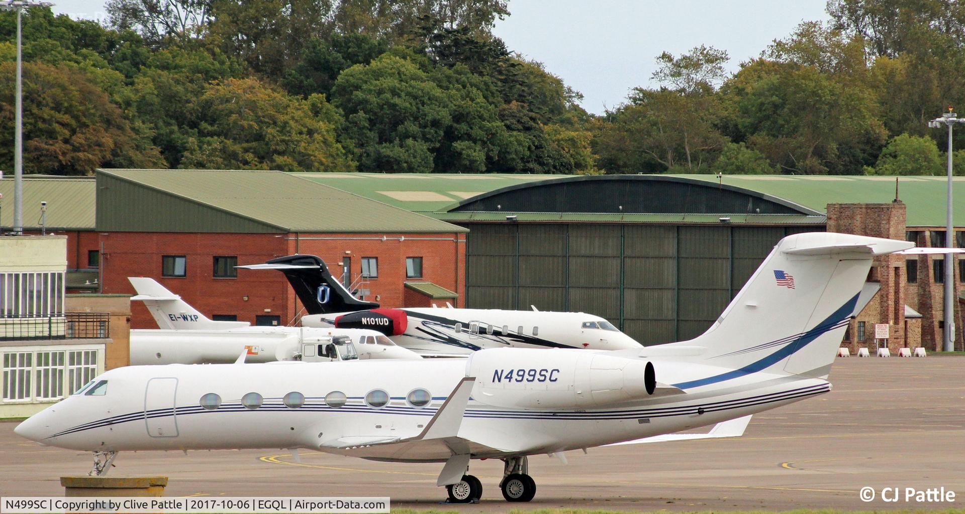 N499SC, 2008 Gulfstream Aerospace GIV-X (G450) C/N 4135, Pictured on the ramp at the former RAF Leuchars, for the nearby Dunhill Links Golf Championships at St Andrews.