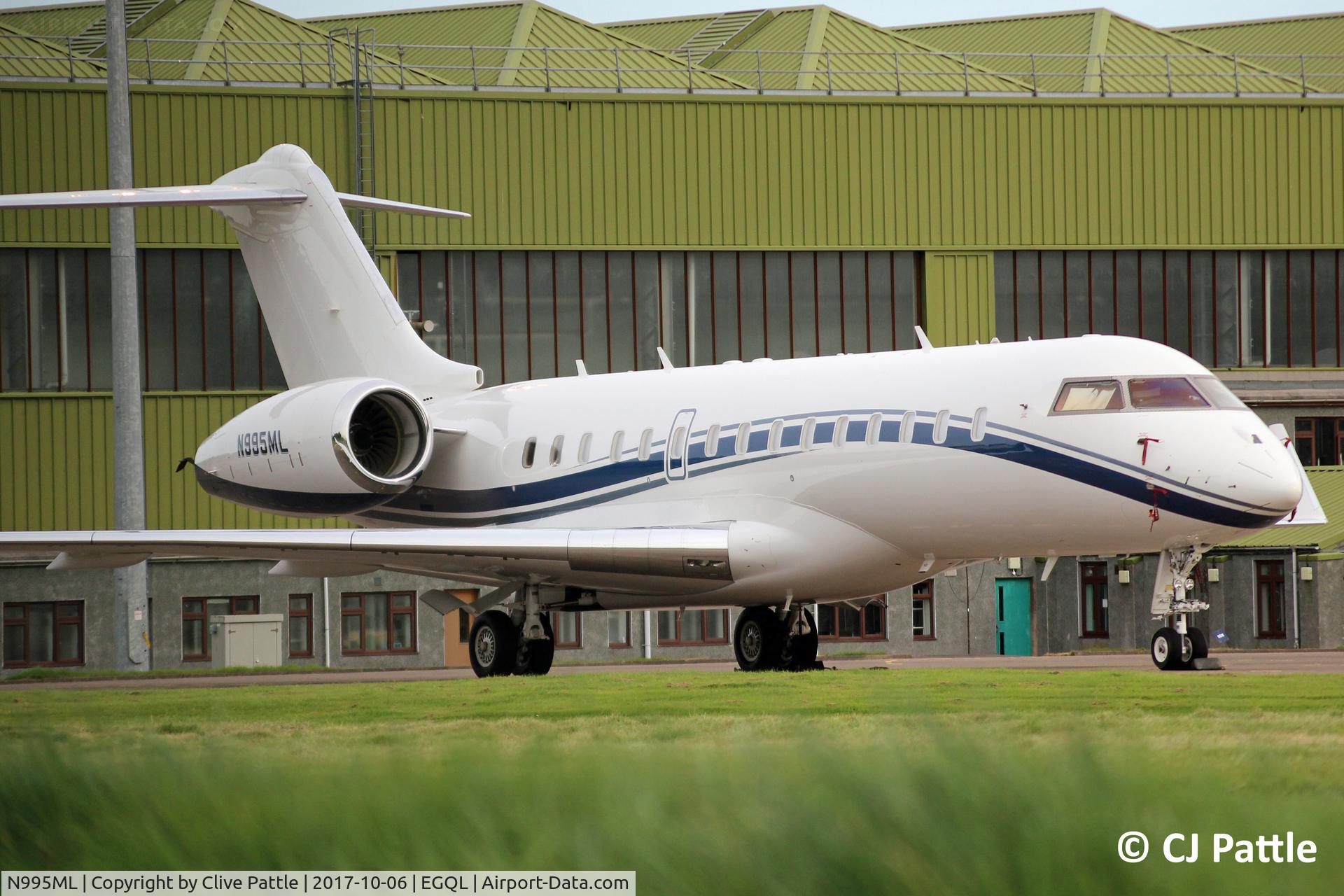 N995ML, 2008 Bombardier BD-700-1A10 Global Express C/N 9322, Pictured on the ramp at the former RAF Leuchars, for the nearby Dunhill Links Golf Championships at St Andrews.
