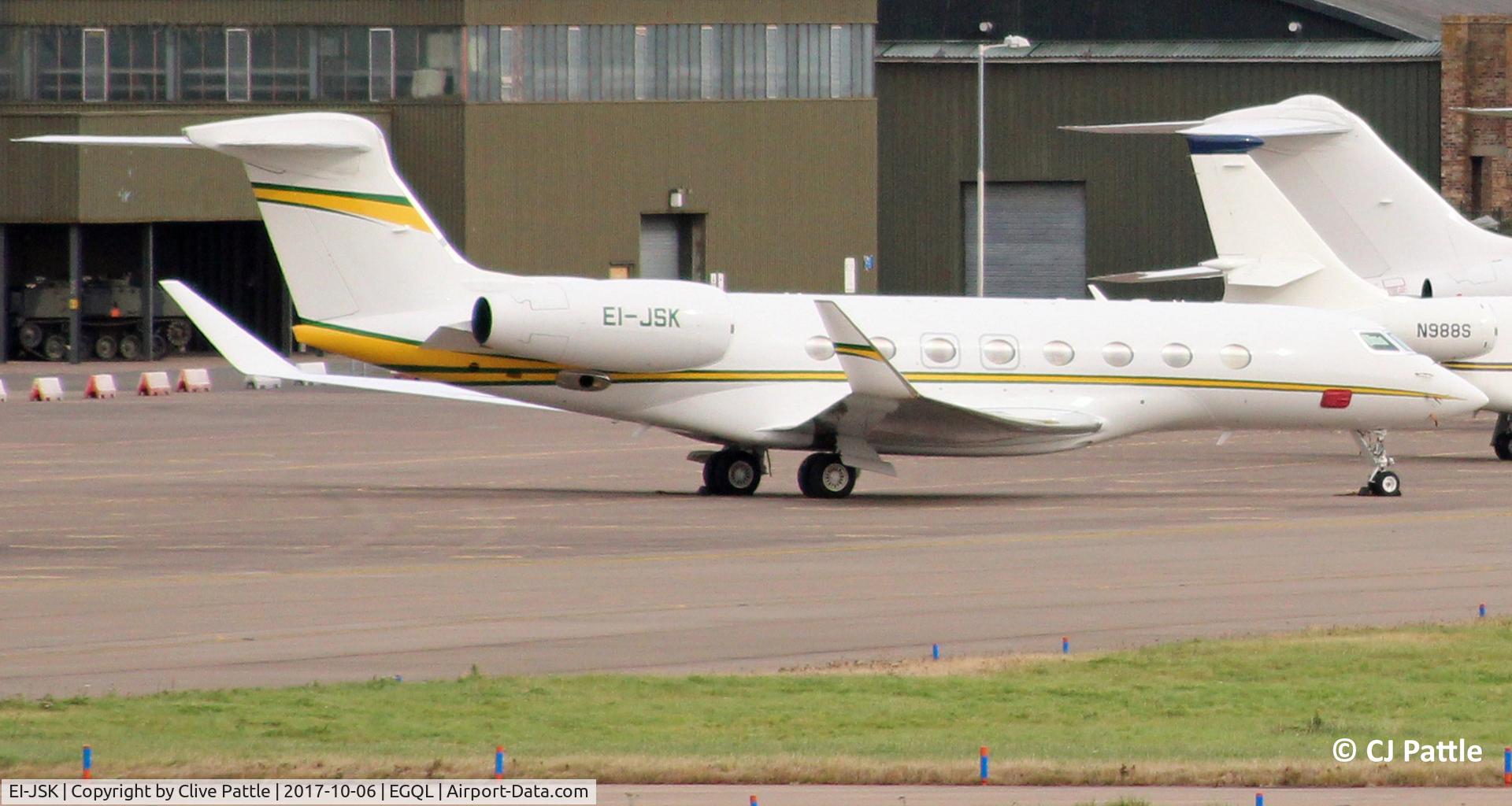 EI-JSK, 2013 Gulfstream Aerospace G650 (G-VI) C/N 6070, Pictured on the ramp at the former RAF Leuchars, for the nearby Dunhill Links Golf Championships at St Andrews.