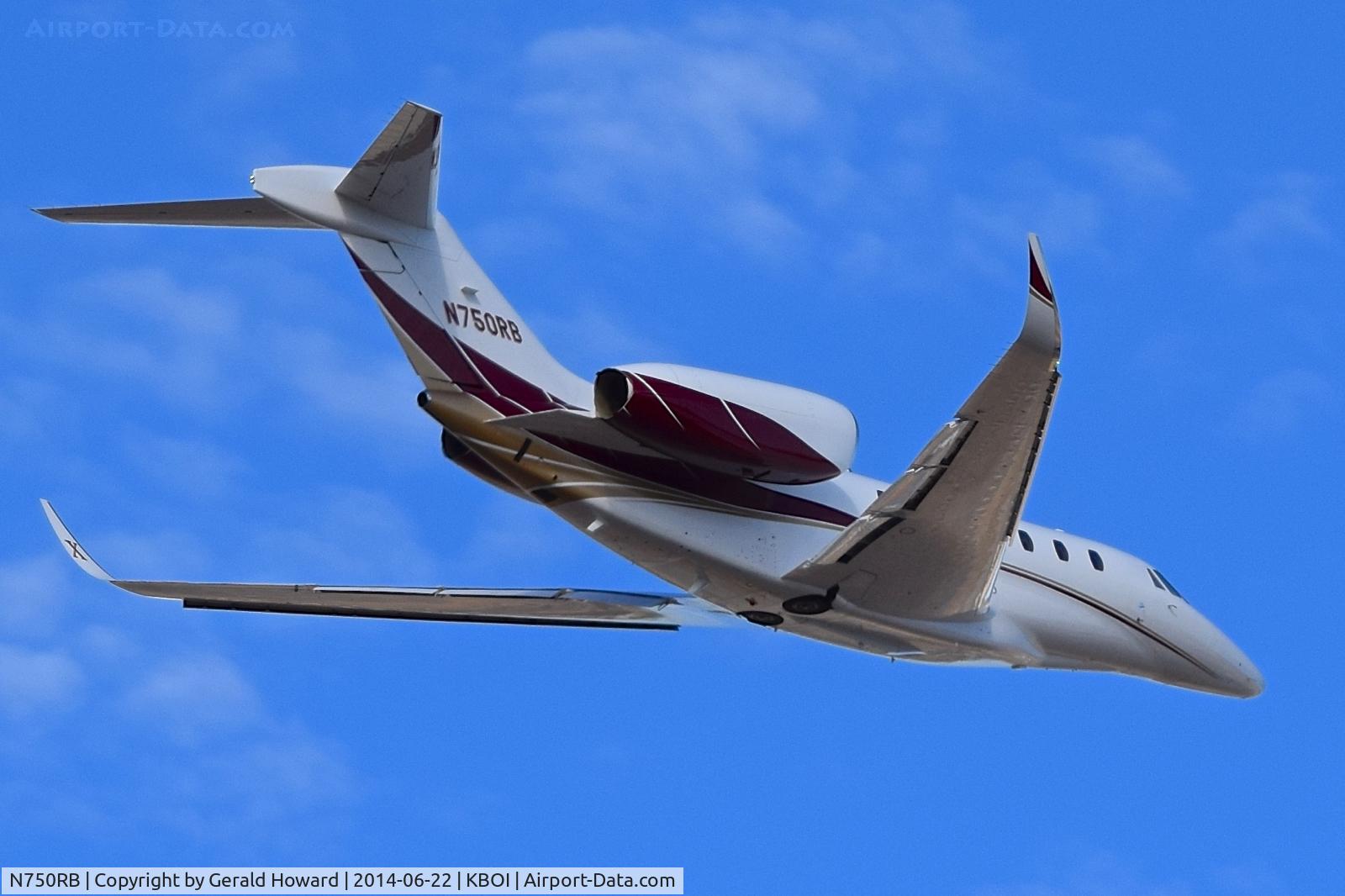 N750RB, 1998 Cessna 750 Citation X Citation X C/N 750-0059, Departing BOI.