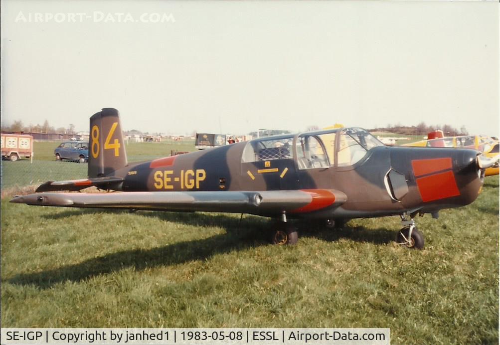 SE-IGP, 1952 Saab 91B Safir C/N 91-209, SE-IGP celebrating Linköping Aero Club 50 years - 1983-05-08.