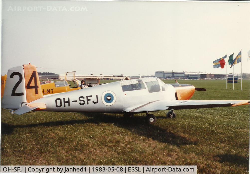 OH-SFJ, 1960 Saab 91D Safir C/N 91-412, OH-SFJ celebrating Linköping Aero Club 50 years - 1983-05-08.