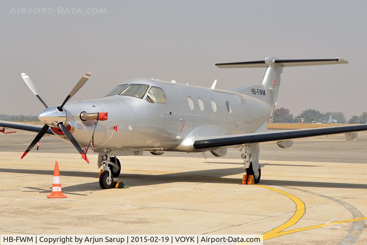 HB-FWM, 2015 Pilatus PC-12/47E C/N 1521, On the apron at Yelahanka.