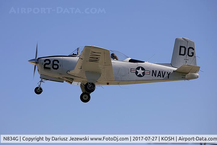 N834G, 1955 Beech (CCF) T-34A (A45) Mentor C/N CCF34-95, Beech A45 (T-34A) Mentor  C/N CCF34-95, N834G