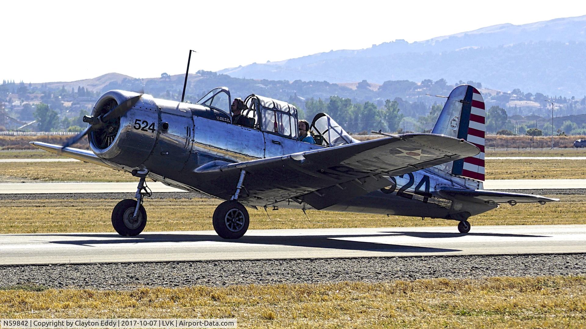 N59842, 1942 Consolidated Vultee BT-13A Valiant C/N 5057, Livermore Airport California 2017.