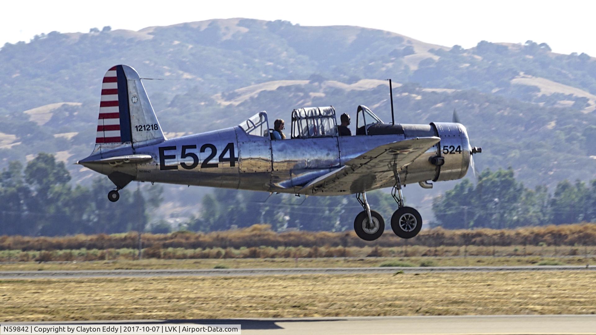 N59842, 1942 Consolidated Vultee BT-13A Valiant C/N 5057, Livermore Airport California 2017.