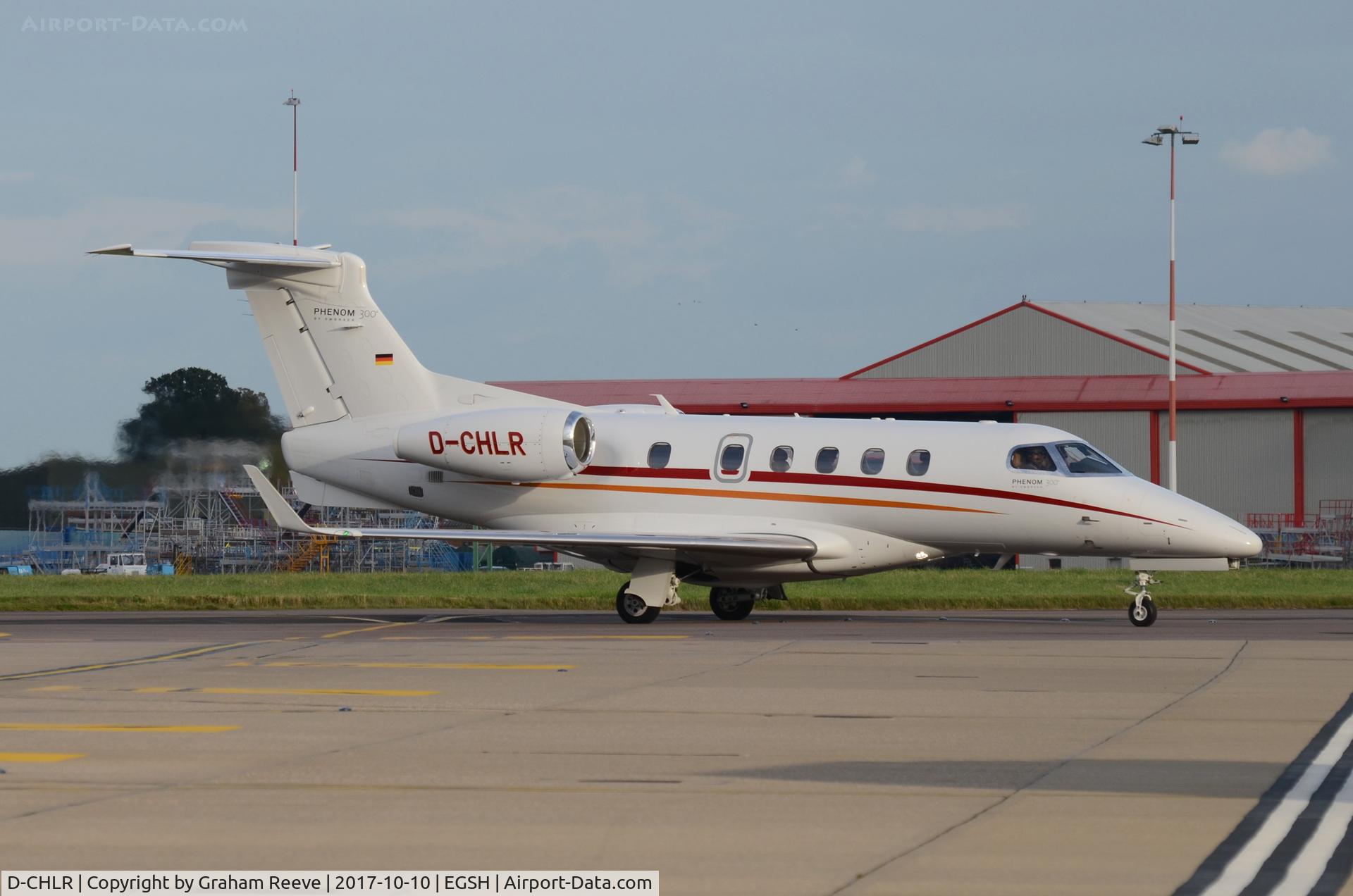 D-CHLR, 2011 Embraer EMB-505 Phenom 300 C/N 50500066, Just landed at Norwich.