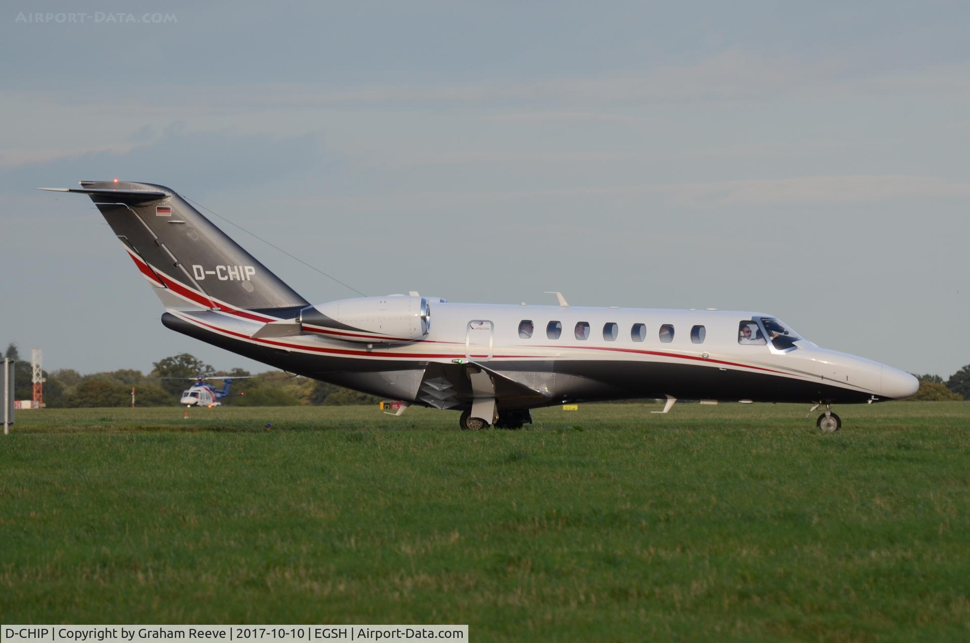D-CHIP, 2007 Cessna 680 Citation Sovereign C/N 680-0156, Just landed at Norwich.