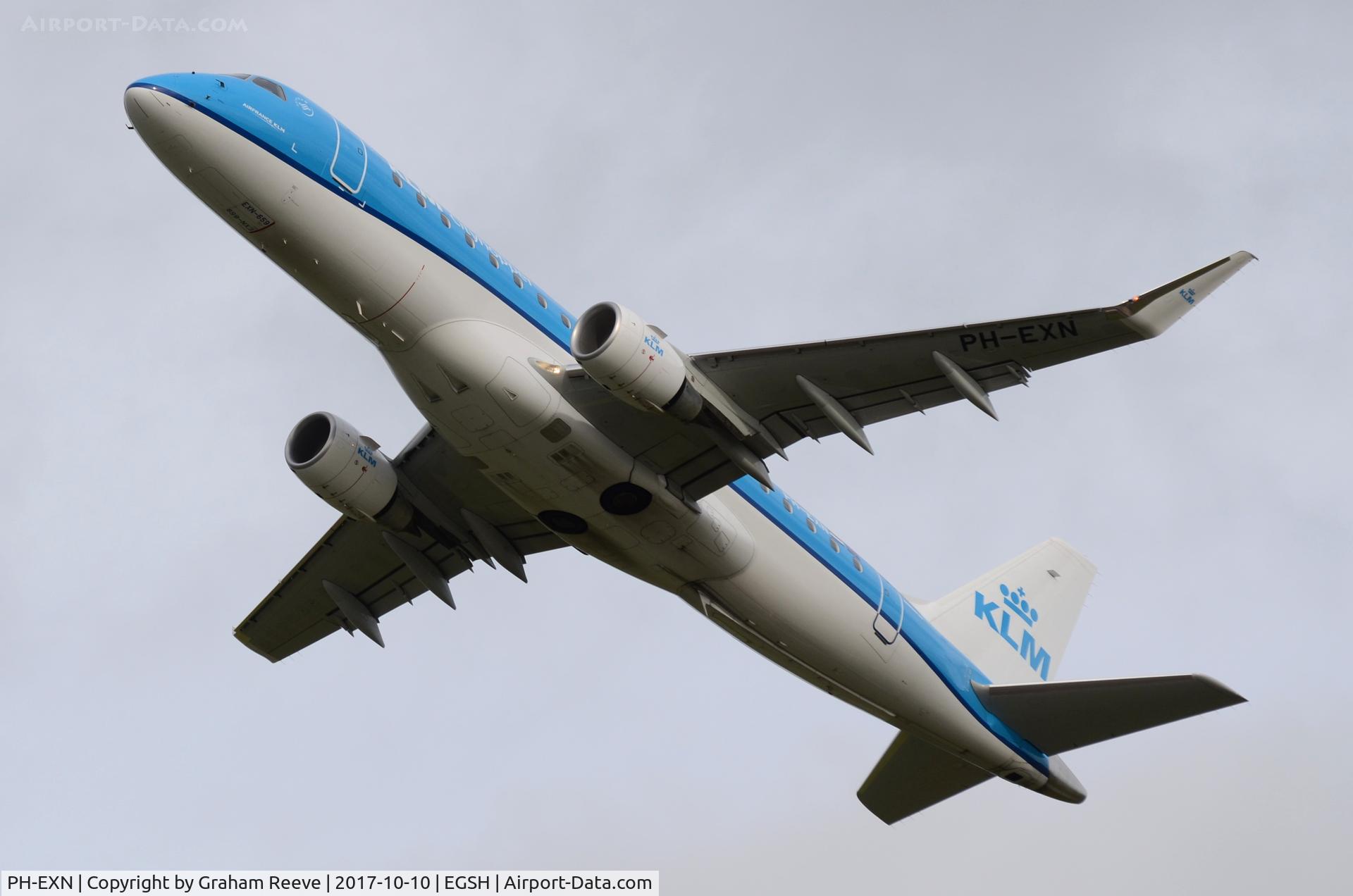 PH-EXN, 2017 Embraer ERJ-175STD (ERJ-170-200) C/N 17000659, Departing from Norwich..