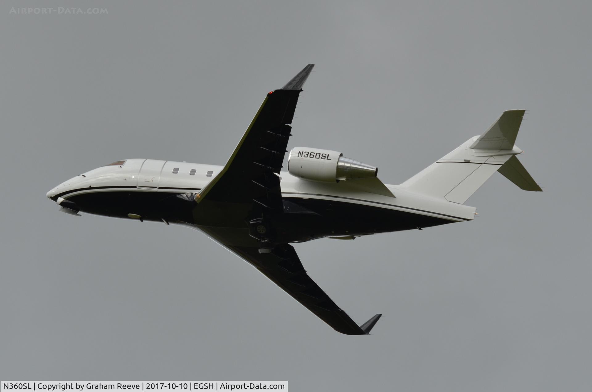 N360SL, 1991 Canadair Challenger 601-3A (CL-600-2B16) C/N 5089, Departing from Norwich.