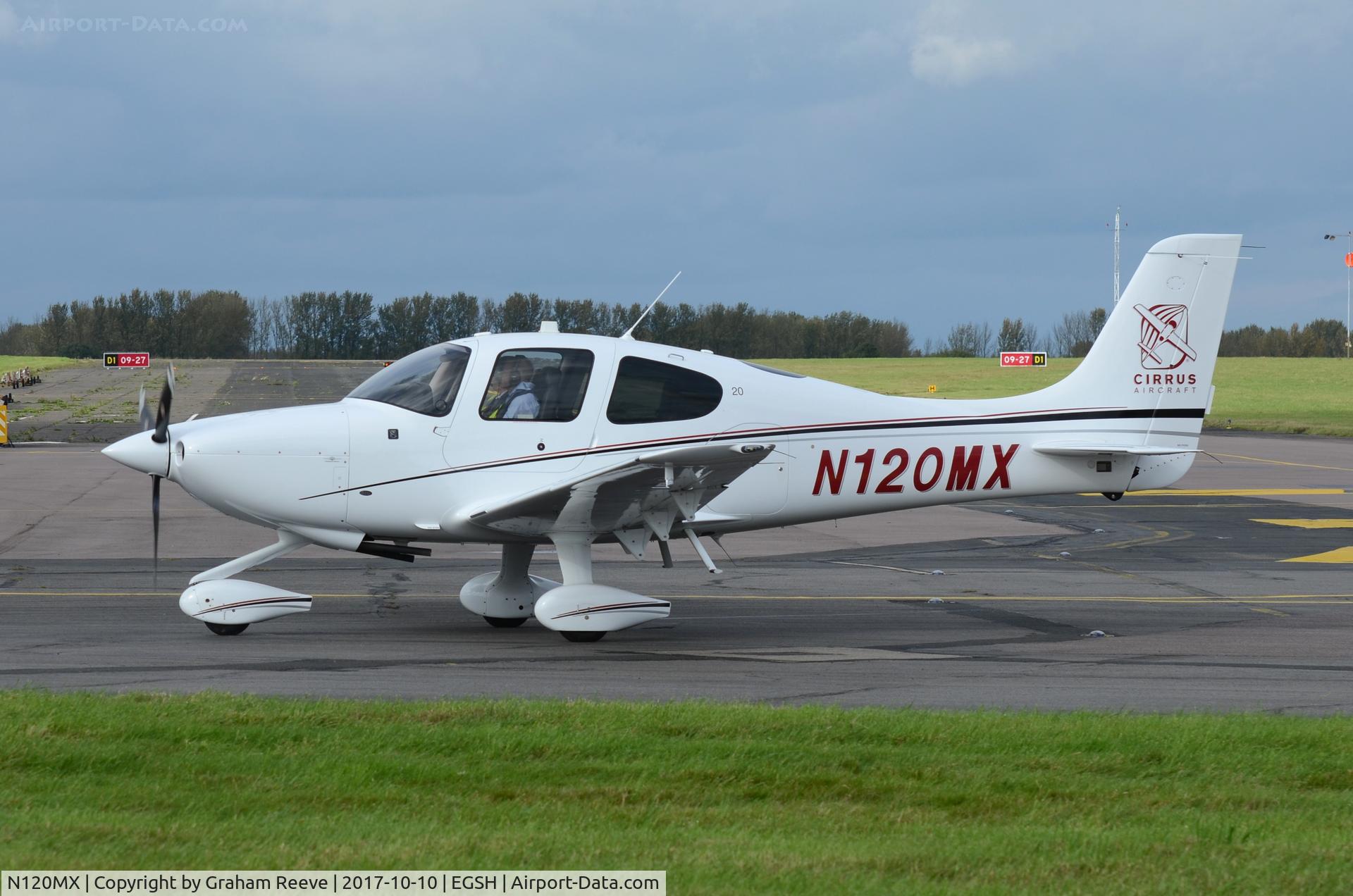 N120MX, 2015 Cirrus SR20 C/N 2281, Just landed at Norwich.