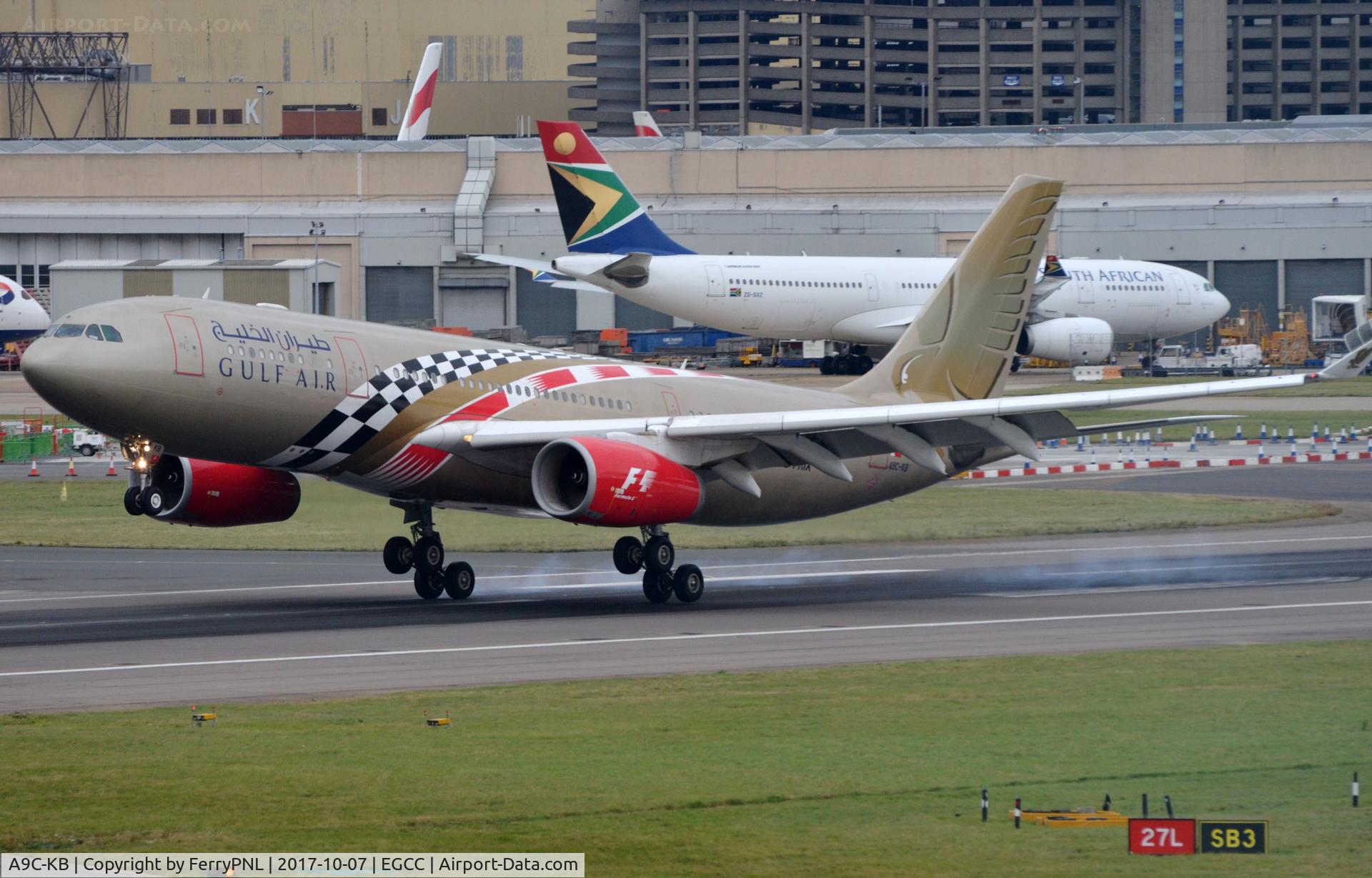 A9C-KB, 1999 Airbus A330-243 C/N 281, Gulf Air A332 touching down in LHR