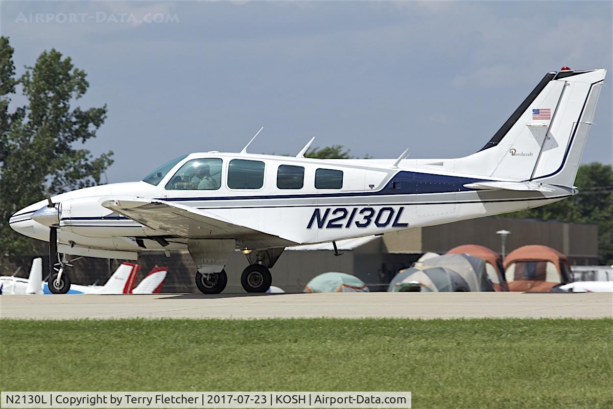 N2130L, 1976 Beech 58TC Baron C/N TK-25, at 2017 EAA AirVenture at Oshkosh