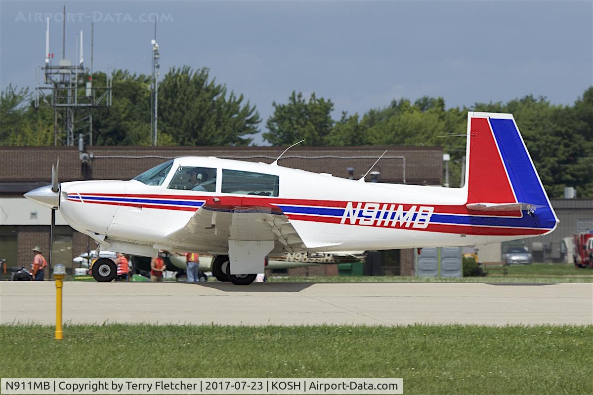 N911MB, 1966 Mooney M20F Executive C/N 670042, at 2017 EAA AirVenture at Oshkosh