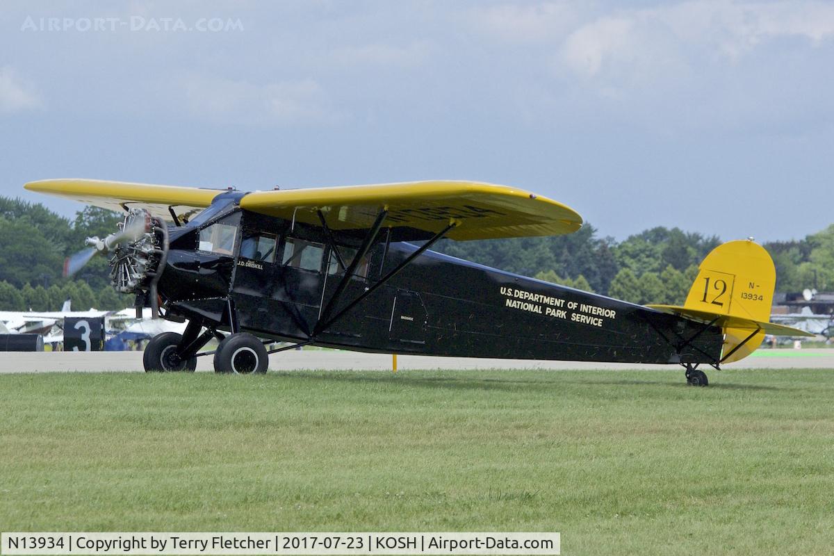 N13934, 1928 Fairchild FC-2W-2 C/N 531, at 2017 EAA AirVenture at Oshkosh