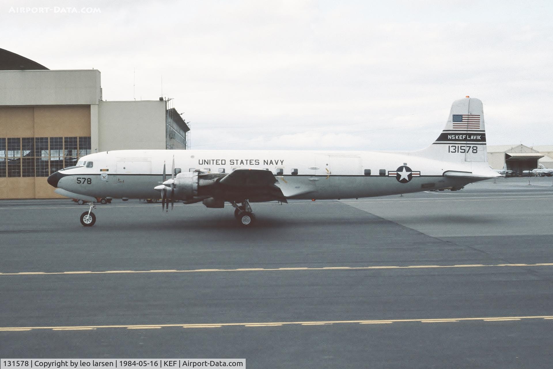 131578, 1953 Douglas C-118A Liftmaster (R6D-1) C/N 43681, Keflavik Iceland 16.5.1984