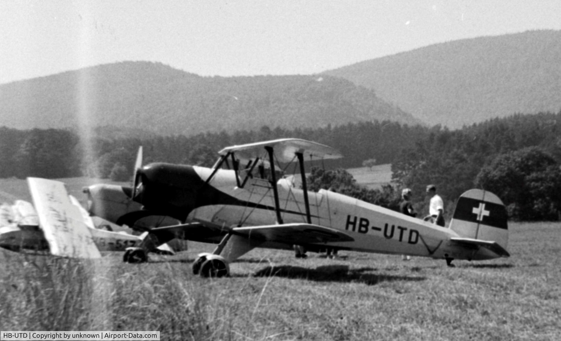 HB-UTD, 1965 Bucker Bu-131B Jungmann C/N 45, picture taken in Dittingen/Zwingen (LSPD) approx around 1960