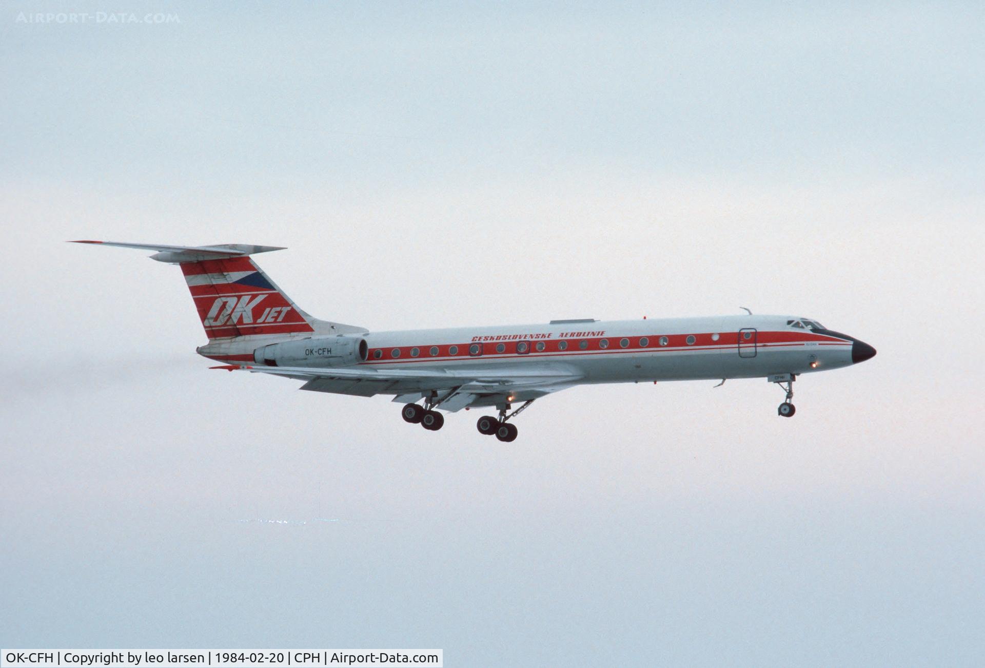 OK-CFH, 1972 Tupolev Tu-134A C/N 2351801, Copenhagen 20.2.1984