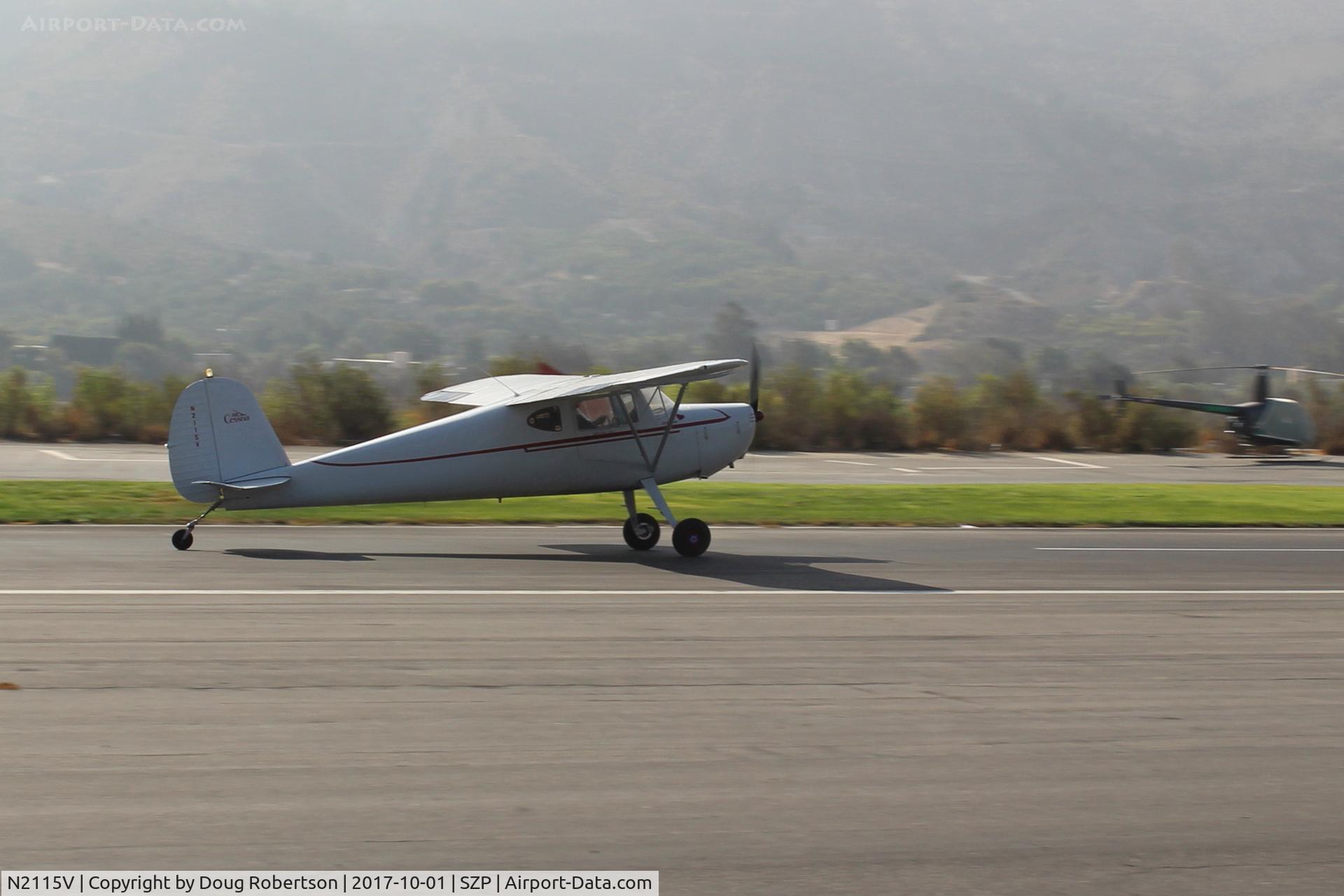 N2115V, 1948 Cessna 120 C/N 14340, 1948 Cessna 120, Continental C85 85 Hp, landing roll Rwy 22