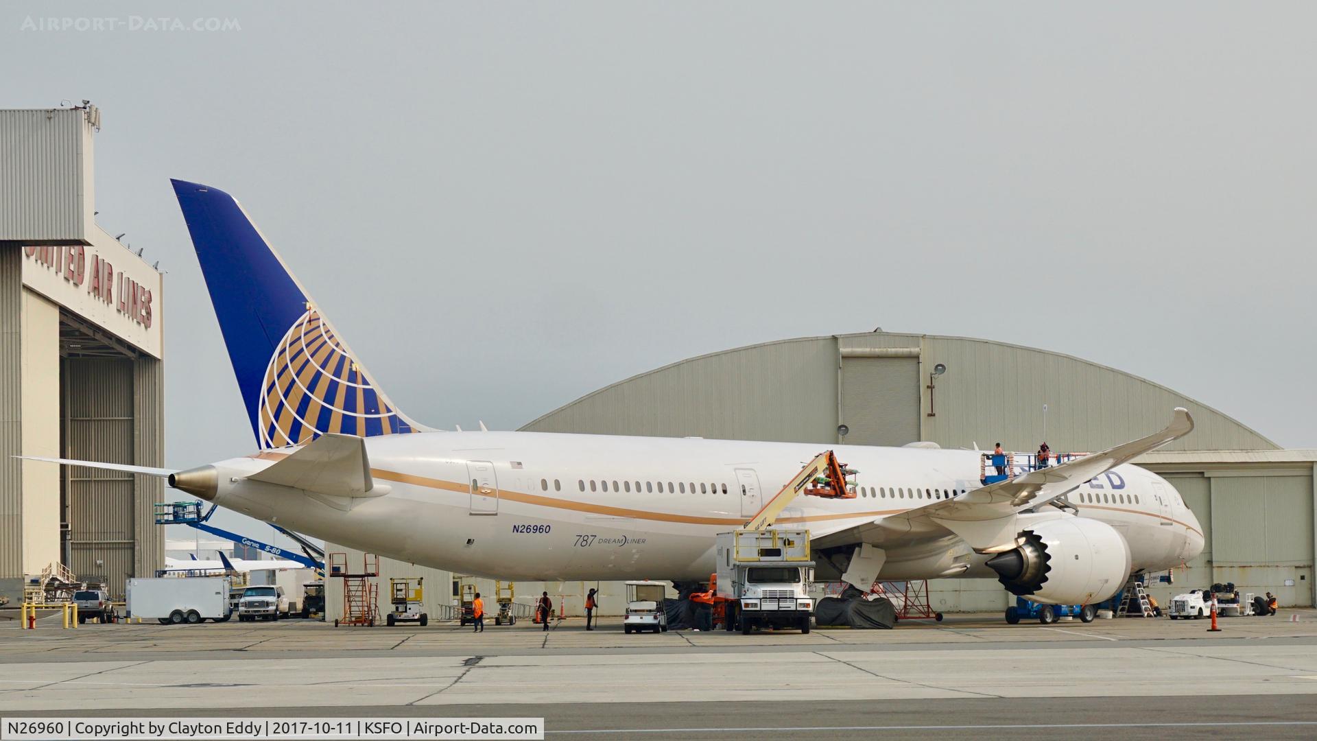 N26960, 2015 Boeing 787-9 Dreamliner Dreamliner C/N 36408, Smoky fires up north. SFO 2017.